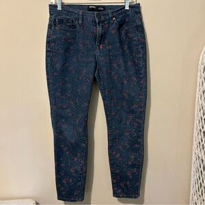 BDG Floral Print Jeans Women’s 29 Juniors 9 Blue Cotton Tapered Leg Grazer